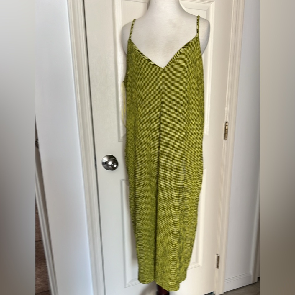 Zara Neon Checkered Dress Womens Size “M” Midi Maxi Strapless Streetwear